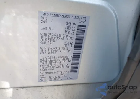 2024 Nissan Pathfinder Sv Fwd from USA, damaged, VIN 5N1DR3BA9RC278773